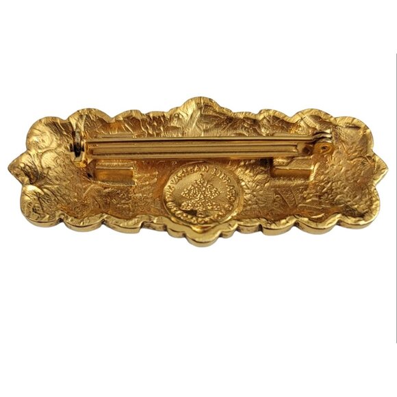 The Vatican Library Collection Gold Tone Pink Rhinestone Bar Pin Brooch, Signed - Picture 4 of 7